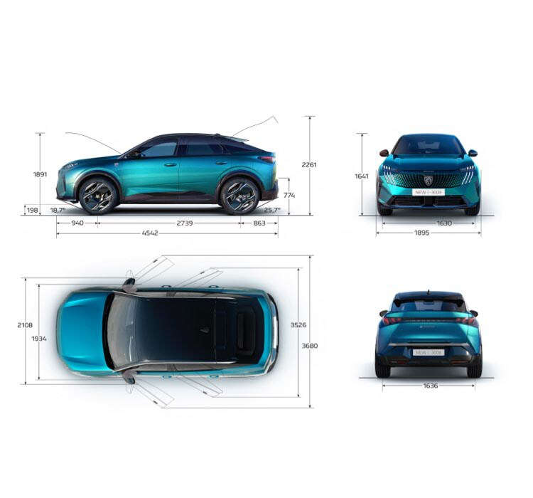 Зовнішні розміри Peugeot e-3008