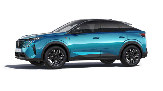 Peugeot 3008 блакитного кольору, вигляд з лівого боку