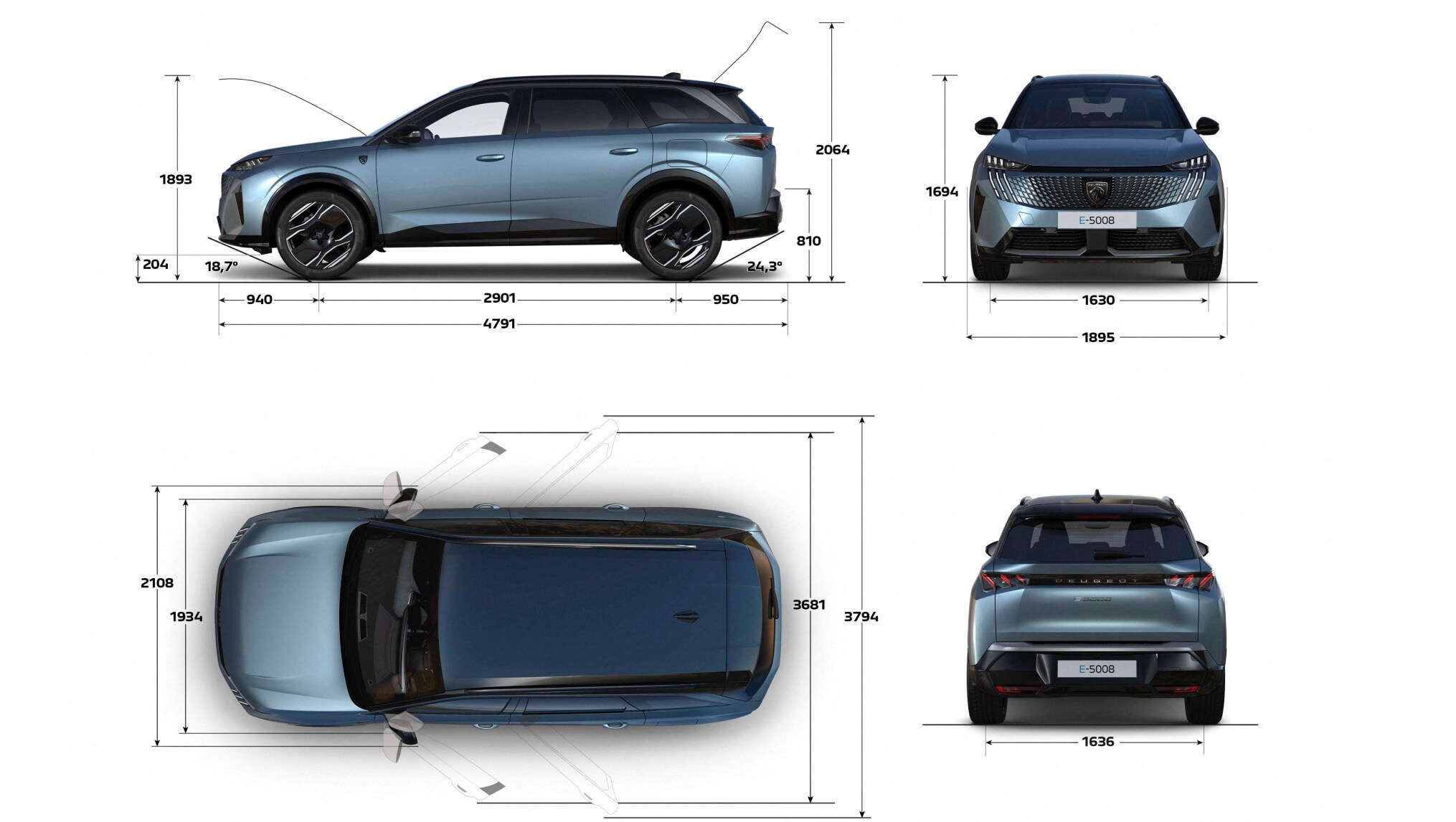 Зовнішні розміри Peugeot e-5008