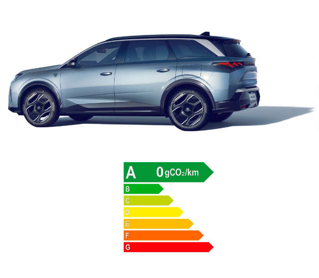 Peugeot e-5008 синього кольору, вигляд з лівого боку