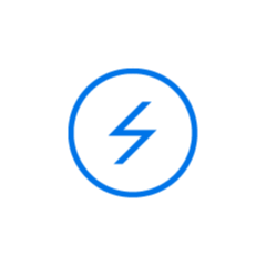 Піктограма електричного заряду синього кольору